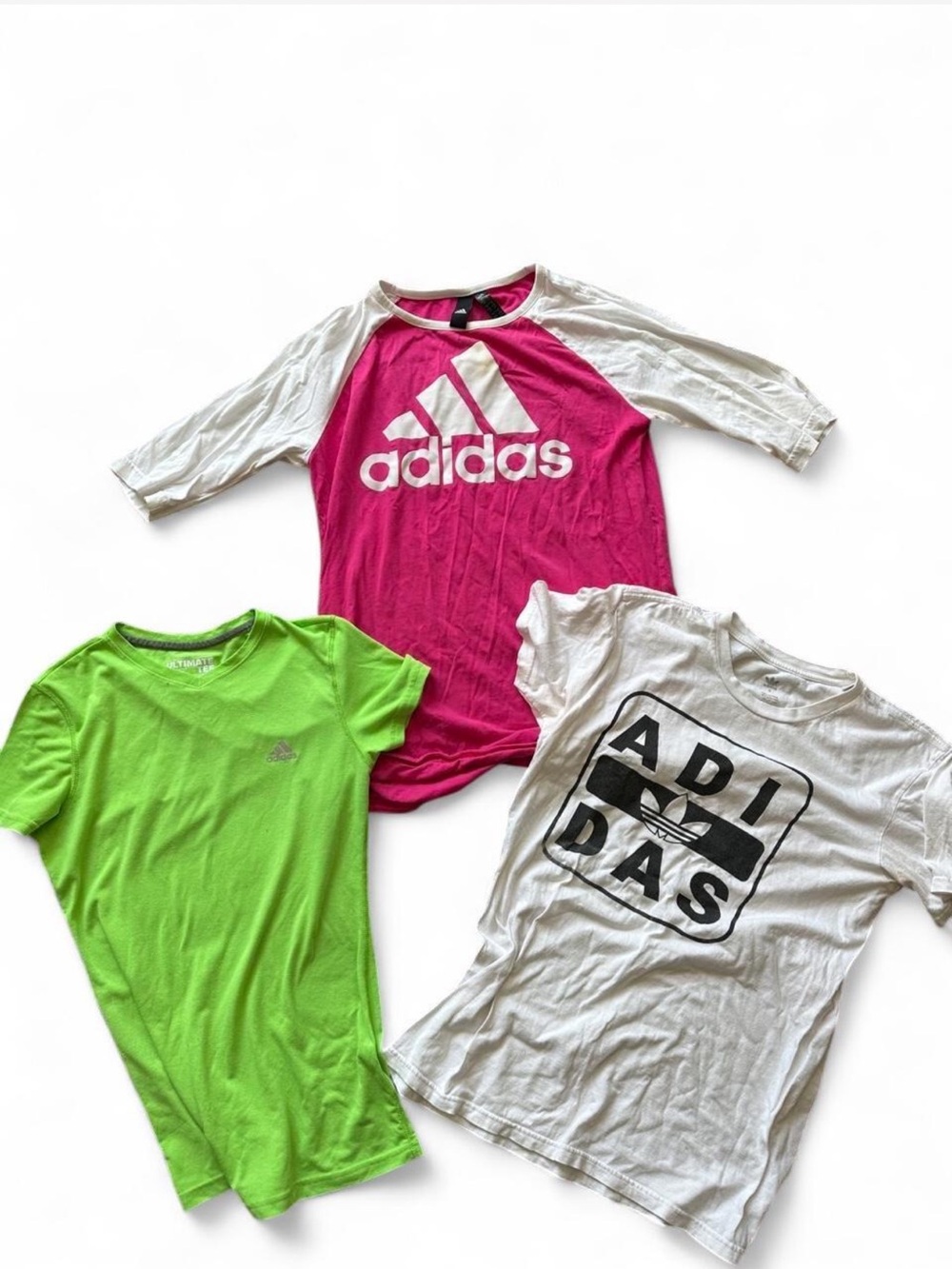 Adidas Y2K cotton workout athleisure athletic wear top bundle of 3 shirts